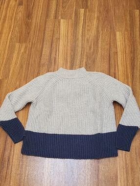 Banana Republic Cream Ribbed Knit Sweater with Black Label